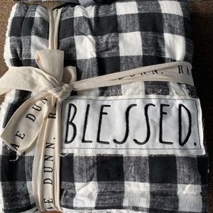 Rae Dunn Blessed Checkered Sherpa Blanket